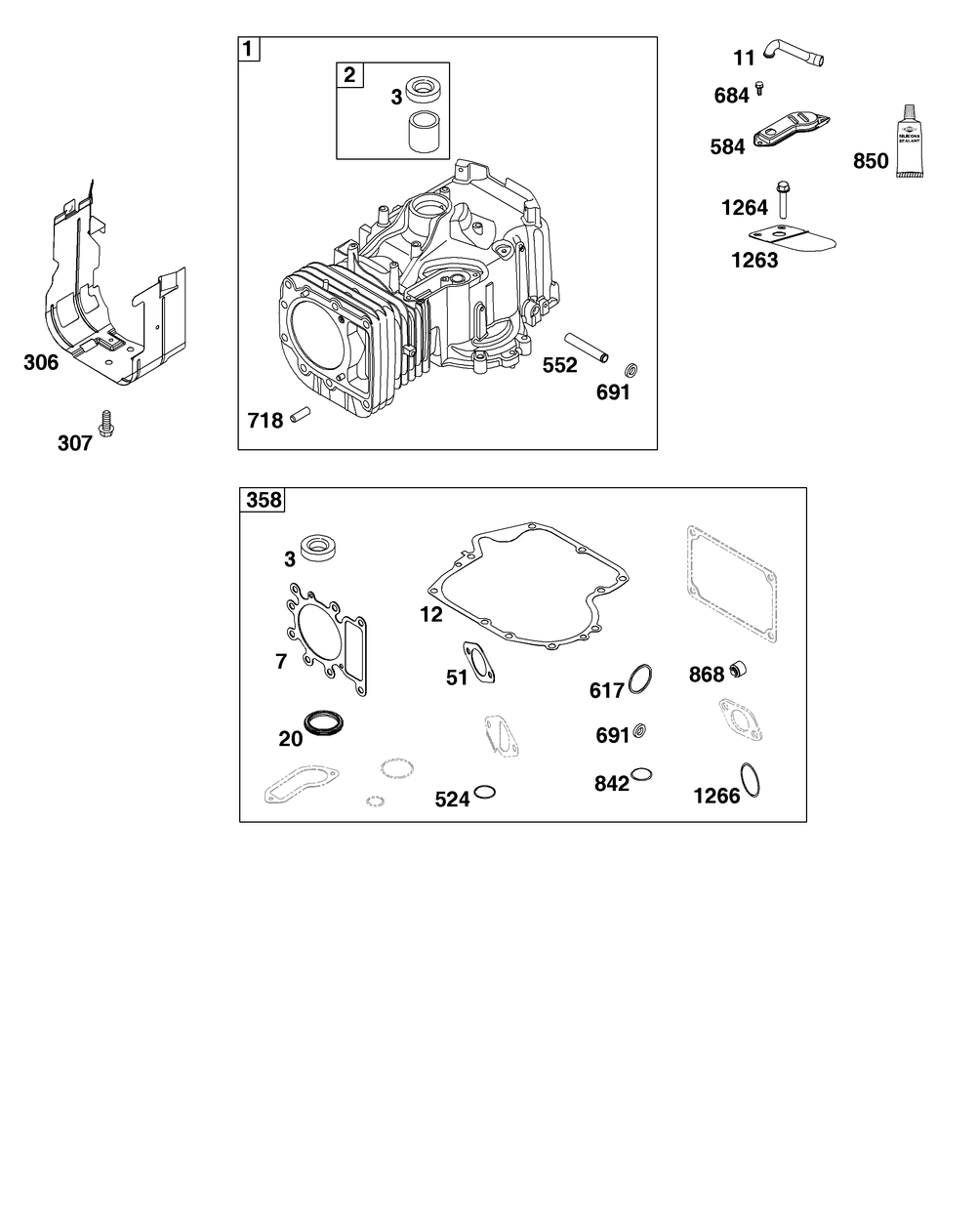 Cylinder Group Diagram and Parts List for 21R707-0152-G1  Cub Cadet Engine